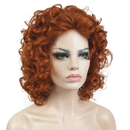Short Curly Layered Copper Red Hair Wigs