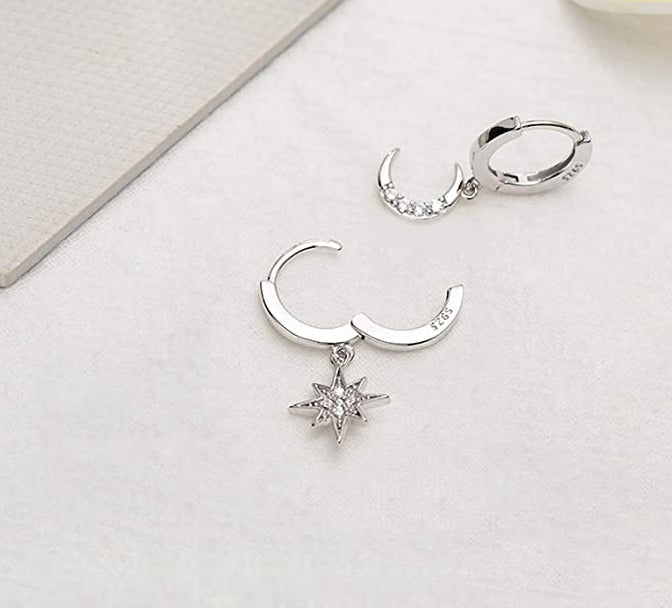 Moon Star Dangle Earring