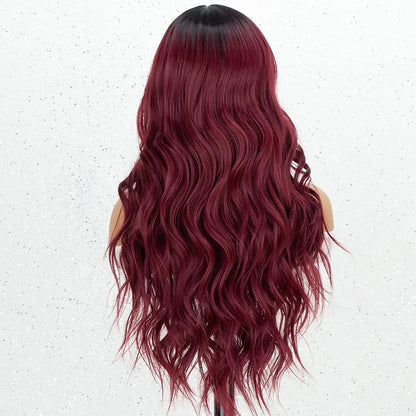 Ombre Burgundy Wavy Lace Front Wig