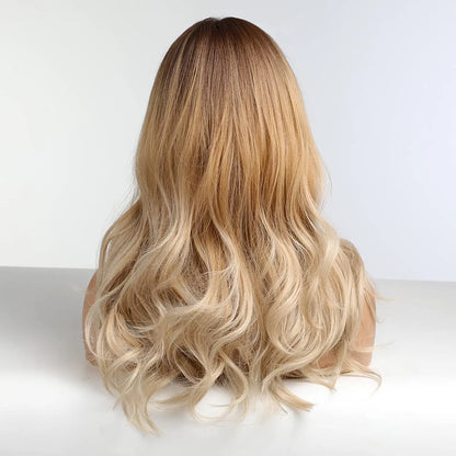 Long Creamy Ombre Blonde Lace Front Wig for Women