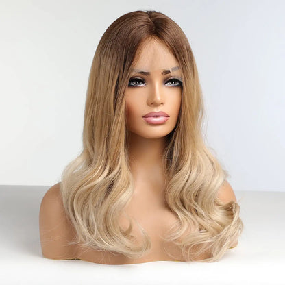 Long Creamy Ombre Blonde Lace Front Wig for Women