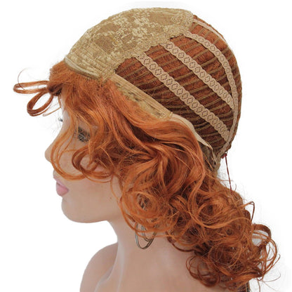 Short Curly Layered Copper Red Hair Wigs