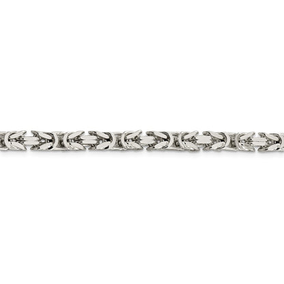 Solid 925 Sterling Silver 5mm Square Byzantine Chain Necklace