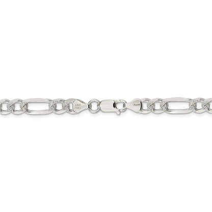 925 Solid Sterling Silver Figaro Chain Necklace| 7mm 18inch For Women