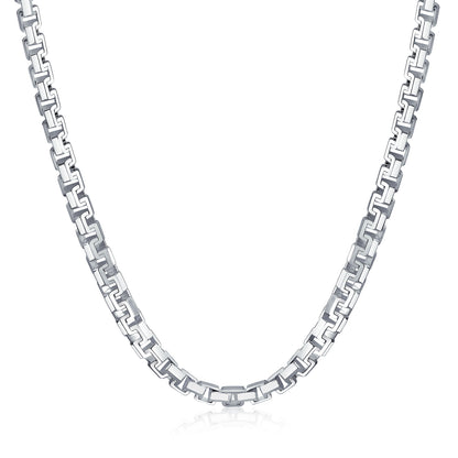 Heavy Solid .925 Sterling Silver Franco Square Link Gauge Necklace For Men 
