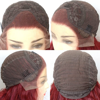 Straight Burgundy Free Part Lace Front Wigs