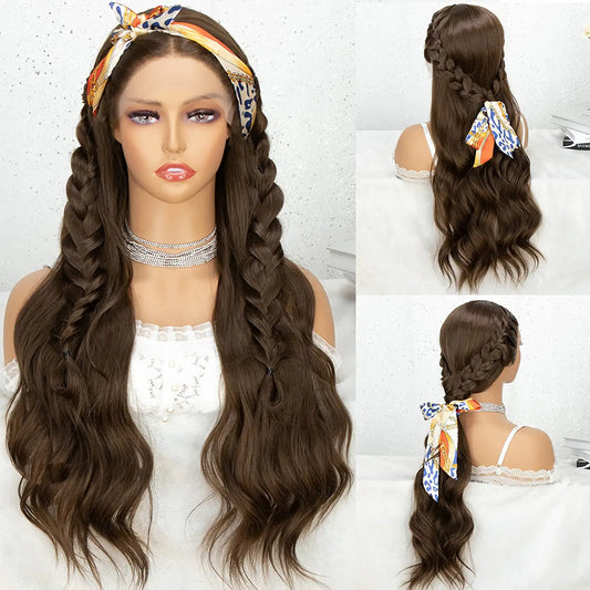 Brown Long Wavy Lace Front Wig