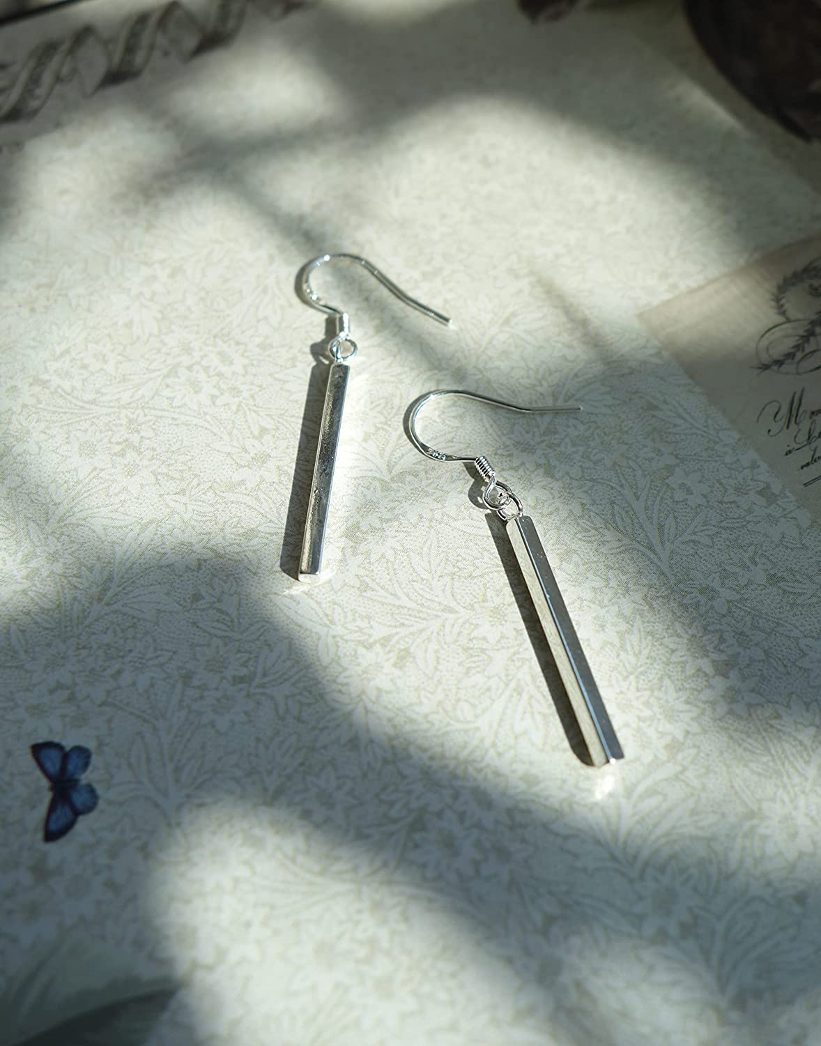 Skinny silver Bars. About 1.80 CM with out hook. Hook Closure with 925 mark stamp. Made of 925 Sterling Silver. Hypoallergenic. Trendy Sterling Silver Earrings. Dainty, Light Weight, Dangling Earring