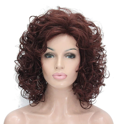 Short Curly Layered  Dark Auburn Wigs