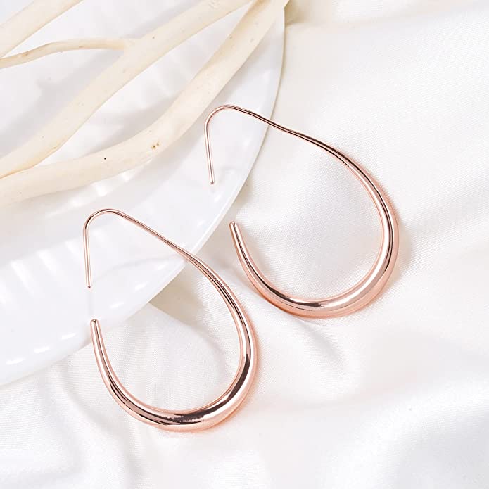 14K Gold Platted Oval Hoop Earrings