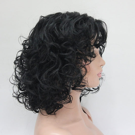 Bob Black Curly Layered Wig