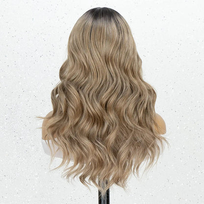 Ombre Black Roots Middle Part Wavy Lace Wig