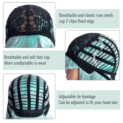 Mint Green Short Hair Wig with Bang