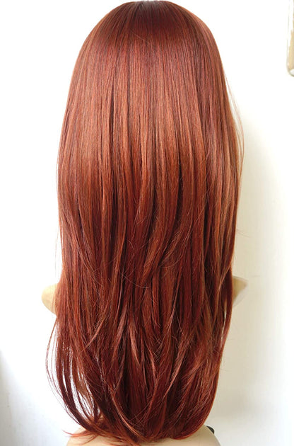 Long Layered Shoulder Length Dark Red Wig