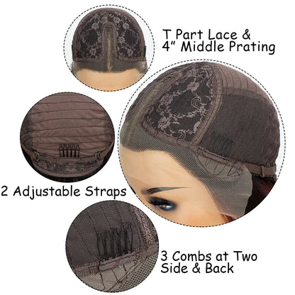 Ombre Burgundy Wavy Lace Front Wig