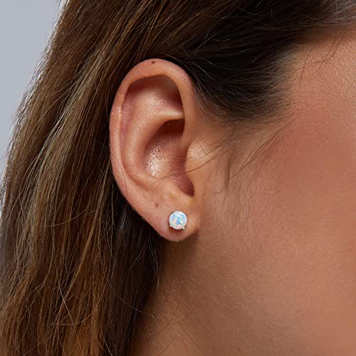 White Opal Stud 925 Sterling Silver Earrings