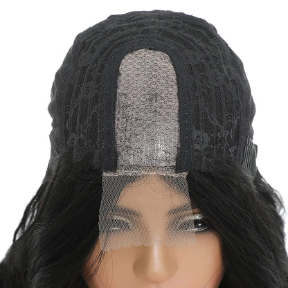 Long Body Wave Side Part Black Wig