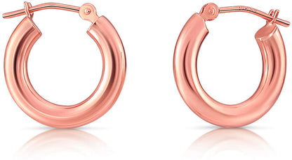 gold earrings, hoop earrings, 14k gold earrings, earrings,14k yellow gold, gold earrings for women, 14 karat gold earrings, 14k gold hoop earrings, gold earrings for women 14k real gold, gold jewelry, gold studs, gold earrings studs, earrings gold, real gold earrings, 14k gold earrings for women, small gold earrings  14Karat Rose Gold Earrings For Women-3MM Classic Round Hoops Earrings