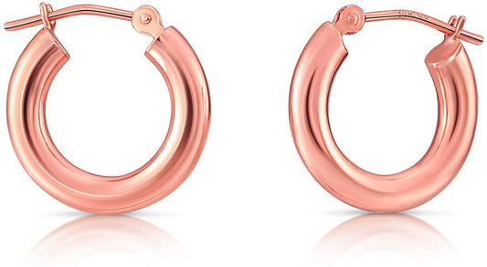gold earrings, hoop earrings, 14k gold earrings, earrings,14k yellow gold, gold earrings for women, 14 karat gold earrings, 14k gold hoop earrings, gold earrings for women 14k real gold, gold jewelry, gold studs, gold earrings studs, earrings gold, real gold earrings, 14k gold earrings for women, small gold earrings  14Karat Rose Gold Earrings For Women-3MM Classic Round Hoops Earrings