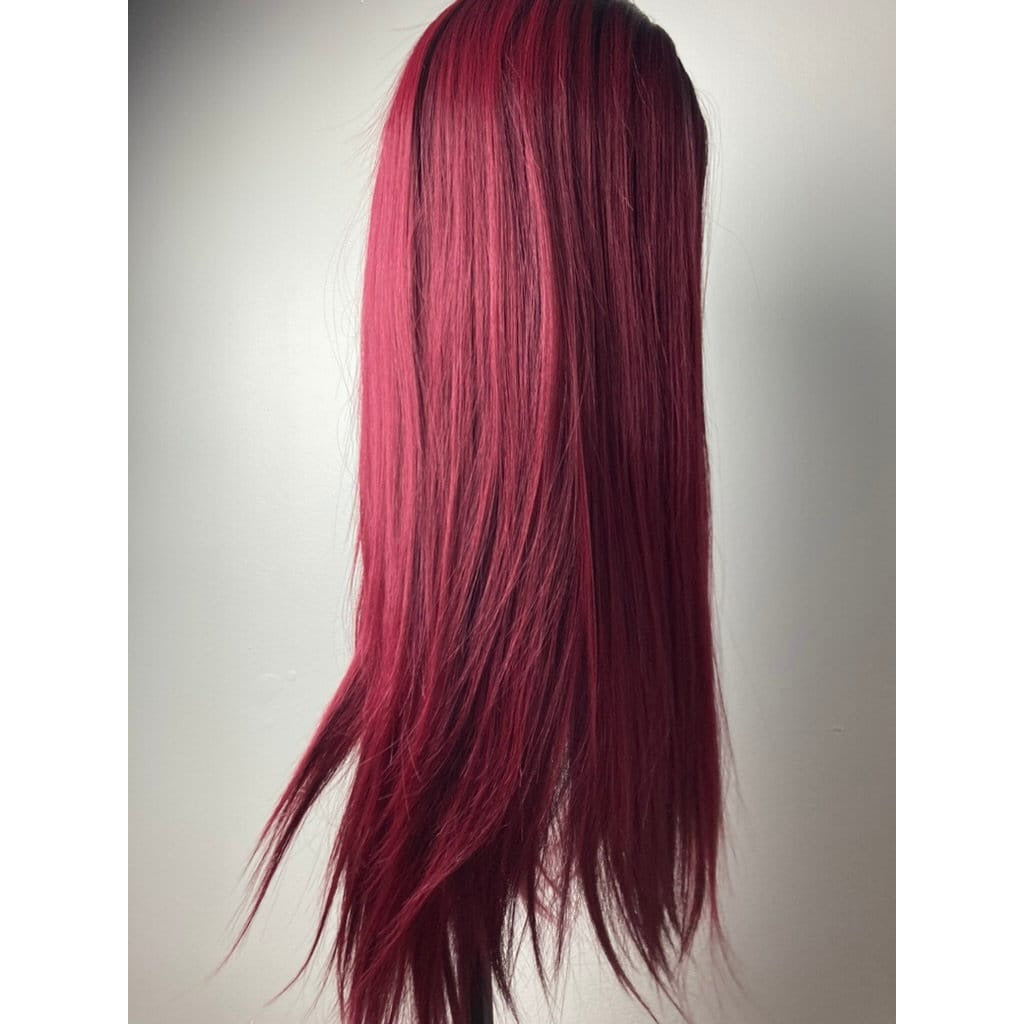Straight Long Black-Red Lace Front Wig