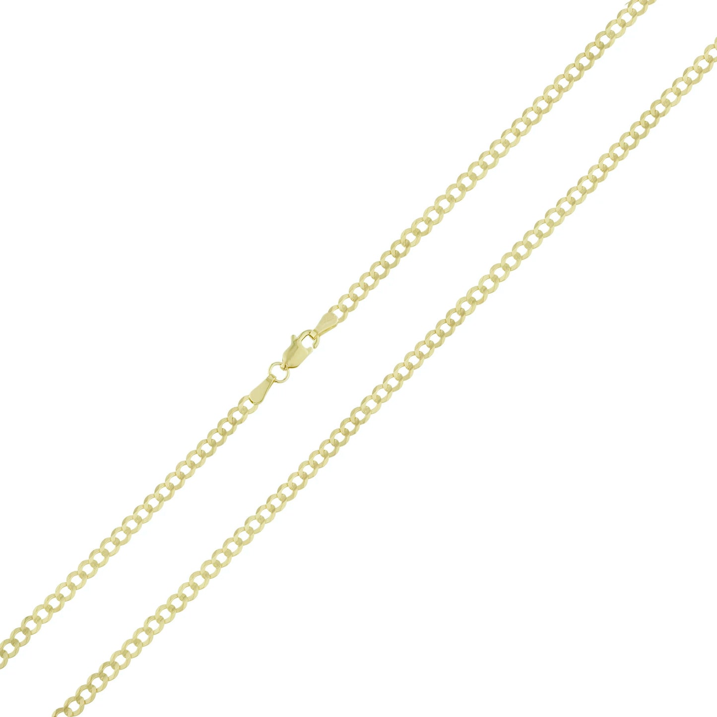 14K Yellow Gold 2.5MM Solid Cuban Curb Link Chain