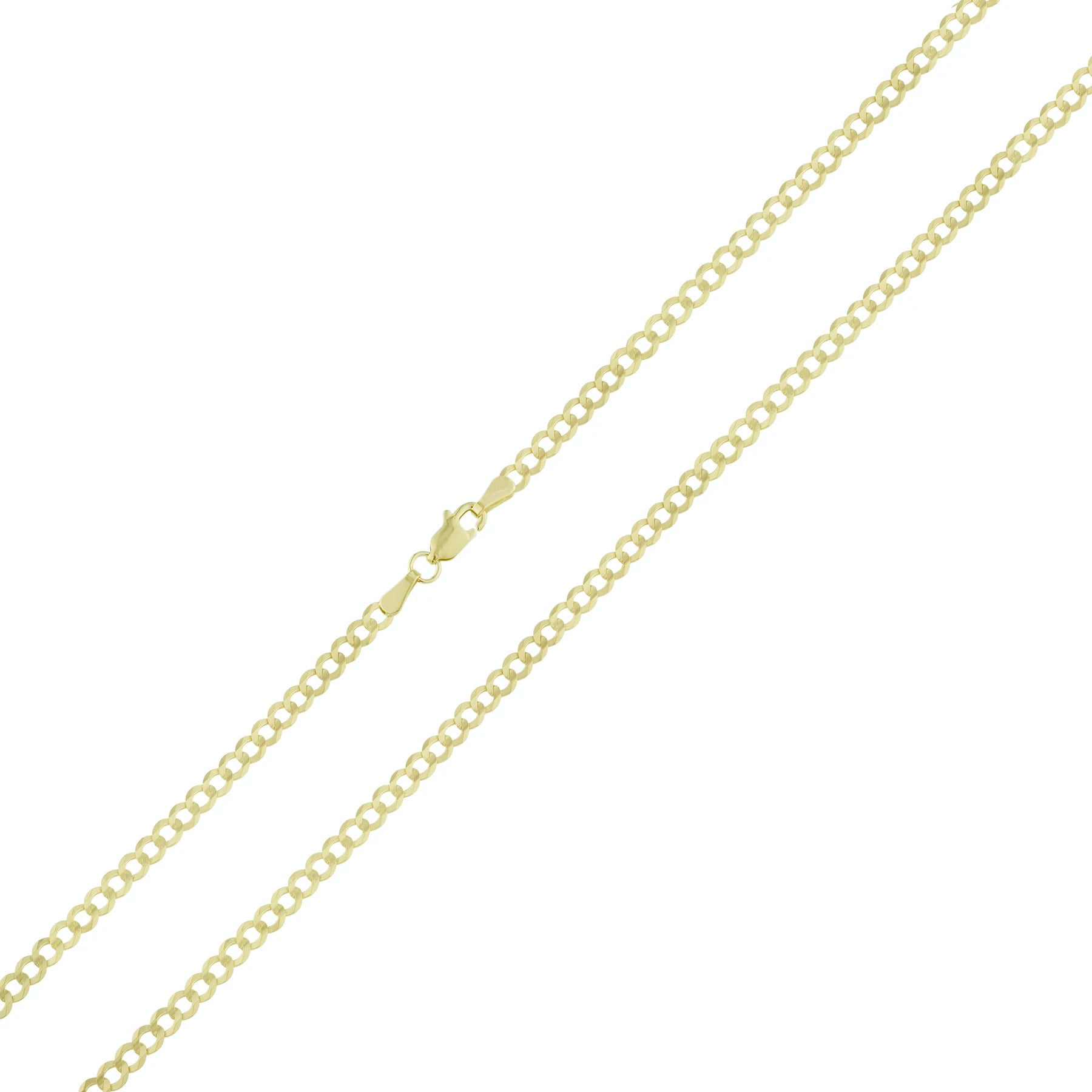14K Yellow Gold 2.5MM Solid Cuban Curb Link Chain