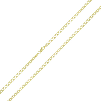 14K Yellow Gold 2.5MM Solid Cuban Curb Link Chain