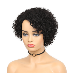 Black Side Part Pixie Cut Bob Human Hair Wigs