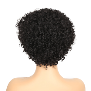 Black Side Part Pixie Cut Bob Human Hair Wigs