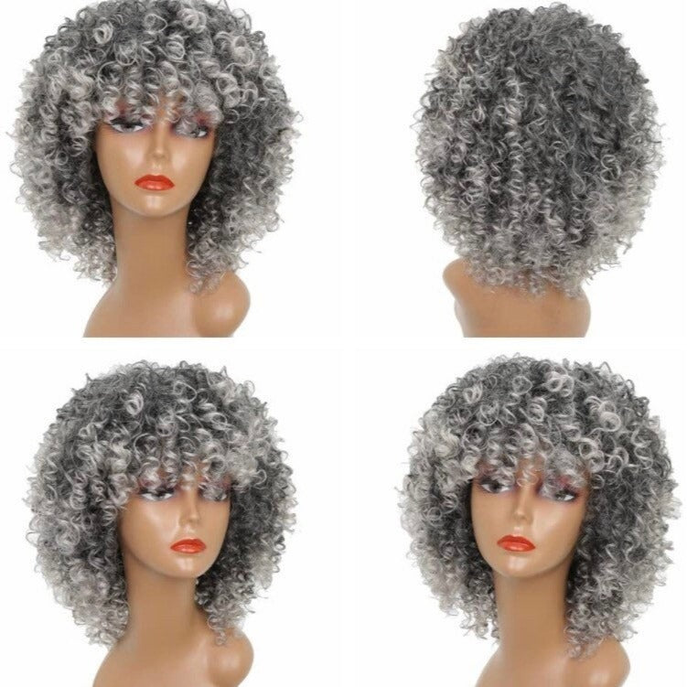 14inch AFRO Kinky Ombré Gray | GREY Full Wig