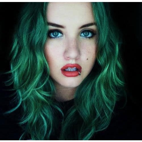 Green Middle Part Long Wavy Wig