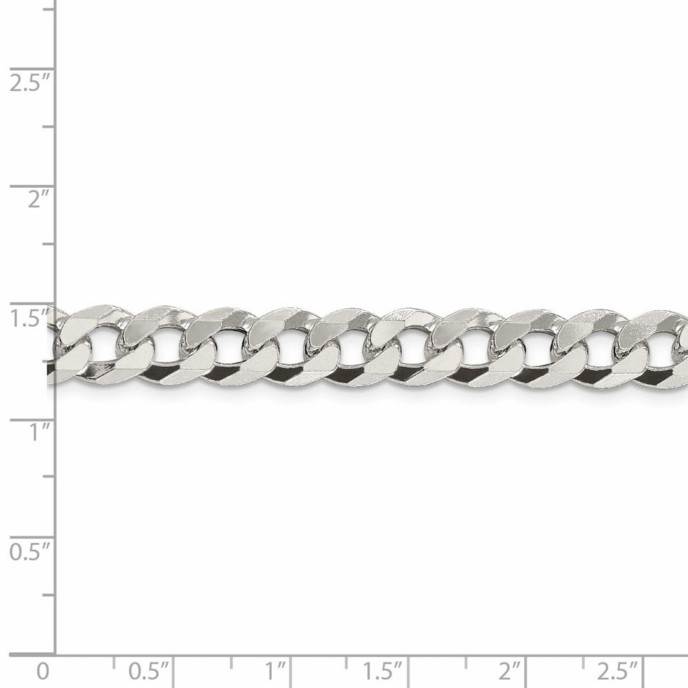 Solid 925 Sterling Silver 8.5mm Beveled Curb Cuban Chain Bracelet