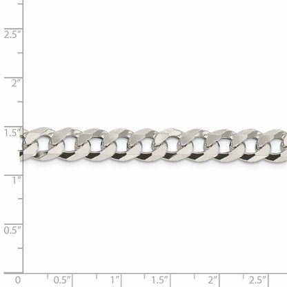 Solid 925 Sterling Silver 8.5mm Beveled Curb Cuban Chain Bracelet