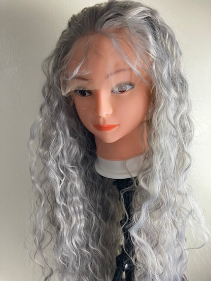 Grey Wig Gray Wig -Curly 13x4 Lace Front Wig