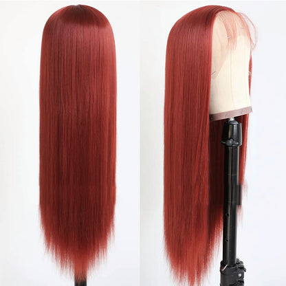 Long Straight Ginger T part Lace Front Wigs