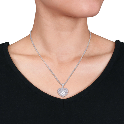 Diamond Heart Sterling Silver Chain Necklace
