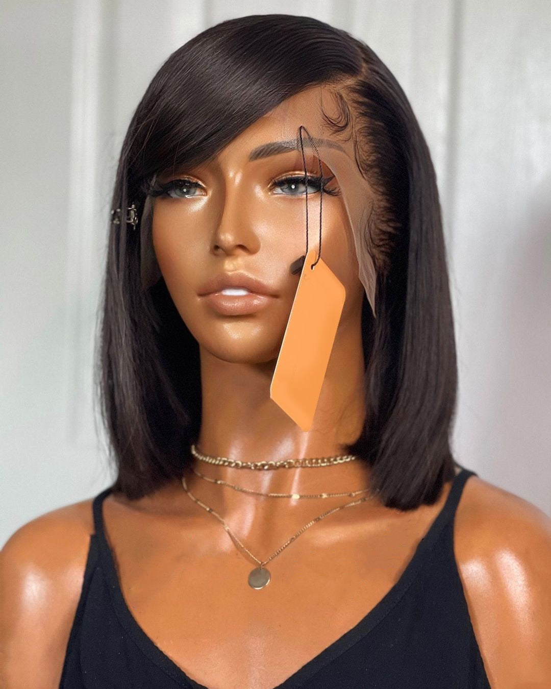Bob Wig Human Hair 13x4 Frontal Lace Wig 180% Density Glueless Wigs For Black Women Short Bob Lace Front Human Hair Wigs Pre Plucked Pre Cut Straight Bob Human Hair Wig 16 Inch