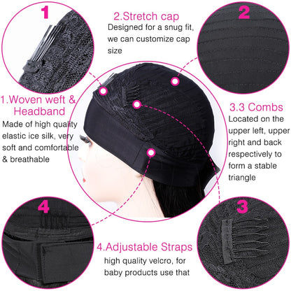 Straight Glueless Headband Human Hair Brazilian Wigs For Black Women