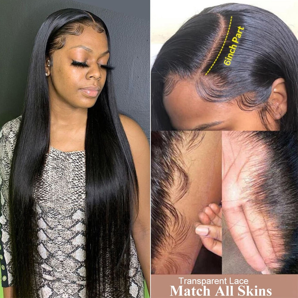 13x6 Bone Straight HD Transparent Lace Front Human Hair Wigs