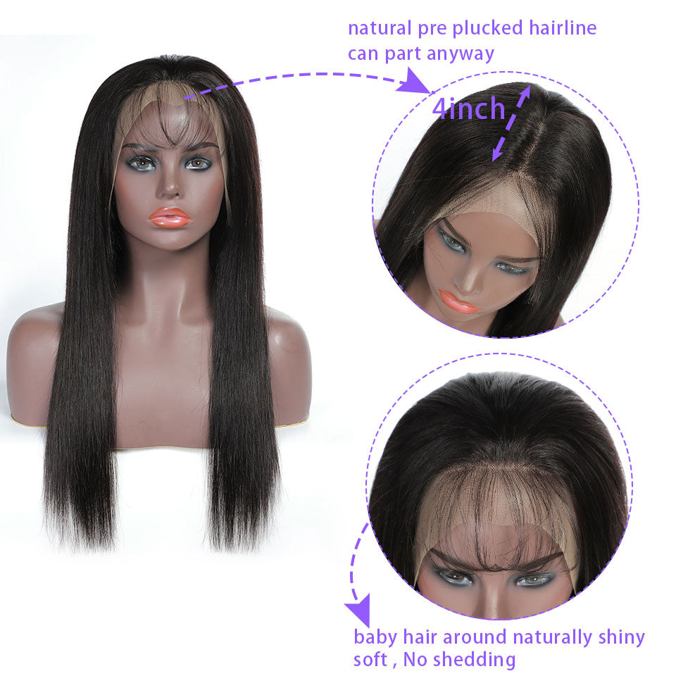 Brazilian Human Hair 13X4 Lace Frontal Wig Straight Lace Closure Wig 4X4 Lace Wig