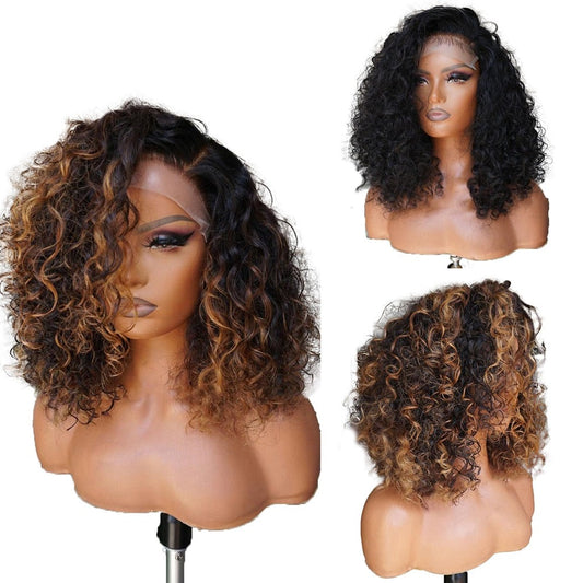 highlight bob curly human hair wigs 