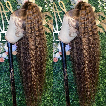 30 34 Inch Highlight Ombre Lace Front Wig Curly