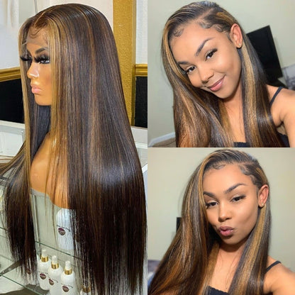 Highlight Straight Brazilian Human Hair Wigs|13x4 Lace Hair Wigs