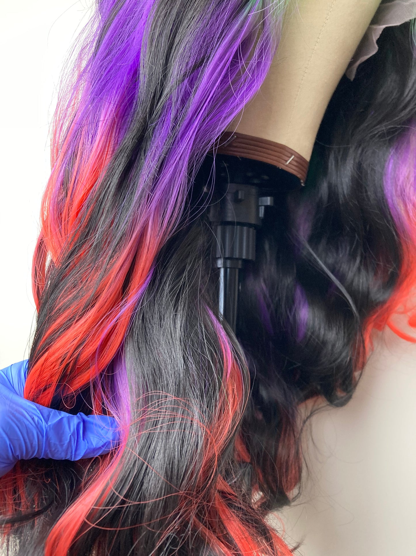 Green Purple Red Hair ,Rainbow Long Wave Lace Front Wig For Women Costume Halloween Cosplay Party Drag Queen