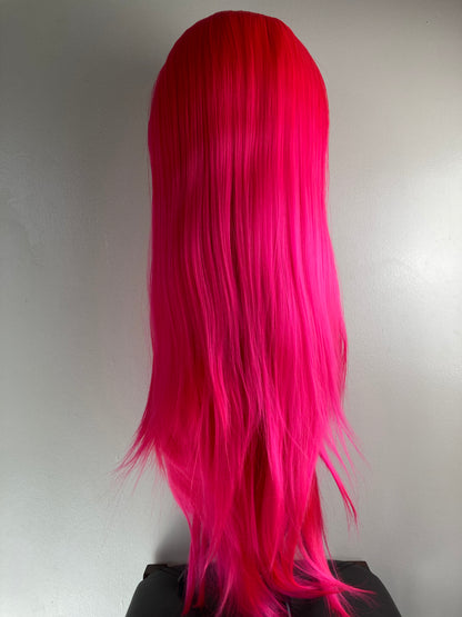 Hot Pink Straight Lace Front Wigs