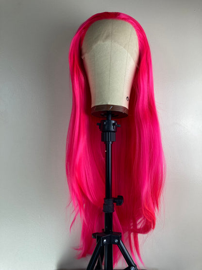 Hot Pink Straight Lace Front Wigs