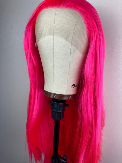 Hot Pink Straight Lace Front Wigs