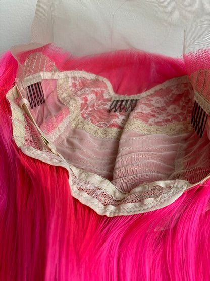 Hot Pink Straight Lace Front Wigs