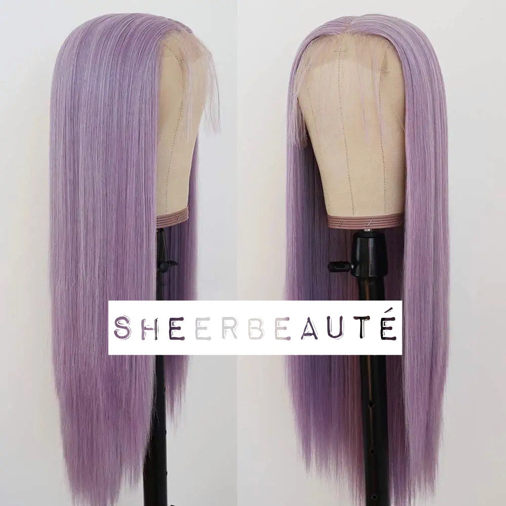 Purple Long Straight Middle Part Wig