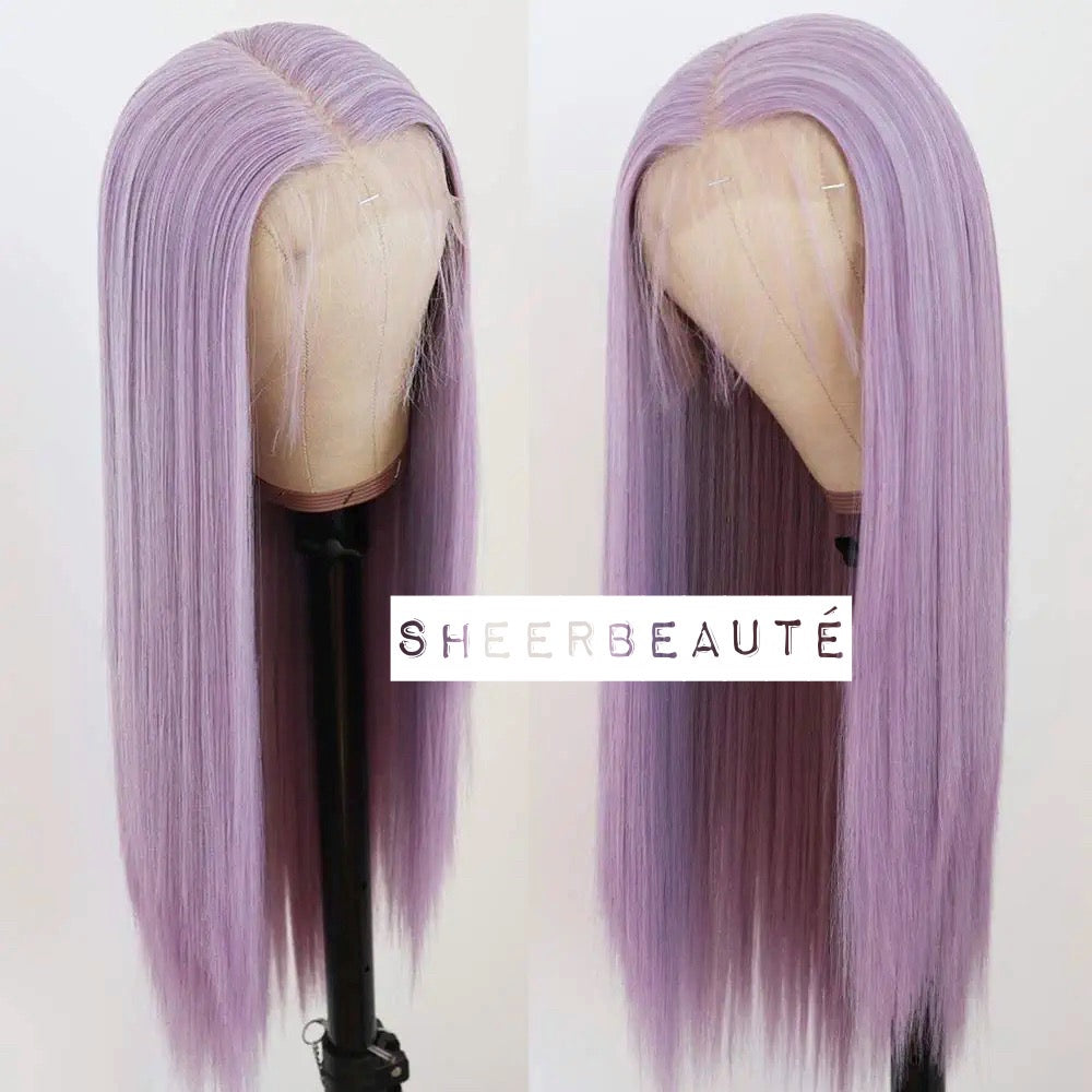 Purple Long Straight Middle Part Wig